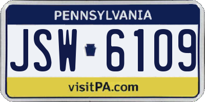 PA license plate JSW6109