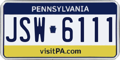 PA license plate JSW6111