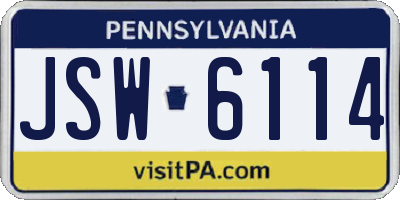 PA license plate JSW6114
