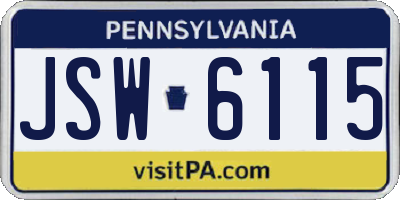 PA license plate JSW6115