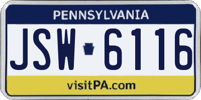PA license plate JSW6116