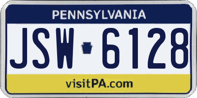 PA license plate JSW6128