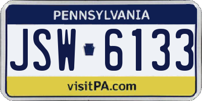 PA license plate JSW6133