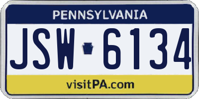 PA license plate JSW6134