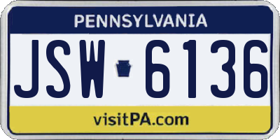 PA license plate JSW6136