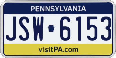 PA license plate JSW6153