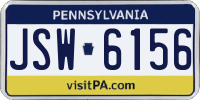 PA license plate JSW6156