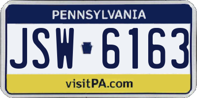 PA license plate JSW6163