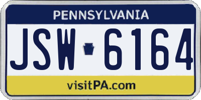 PA license plate JSW6164