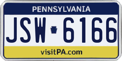 PA license plate JSW6166