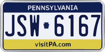 PA license plate JSW6167