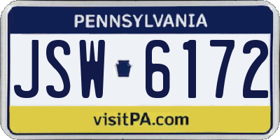 PA license plate JSW6172