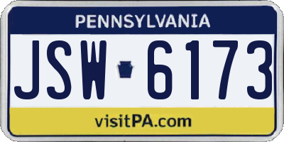 PA license plate JSW6173
