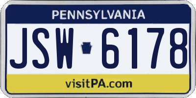 PA license plate JSW6178