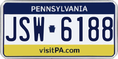 PA license plate JSW6188