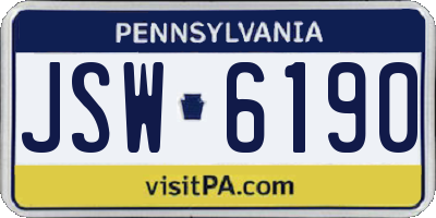 PA license plate JSW6190