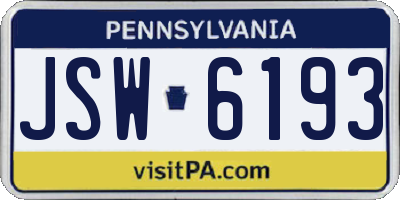 PA license plate JSW6193