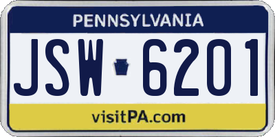 PA license plate JSW6201