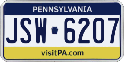 PA license plate JSW6207
