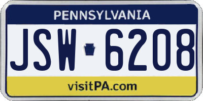 PA license plate JSW6208