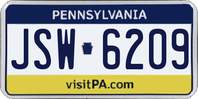 PA license plate JSW6209