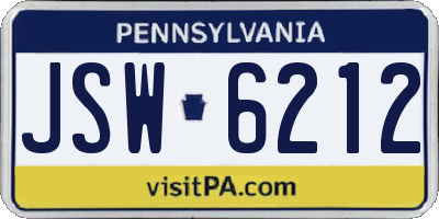 PA license plate JSW6212