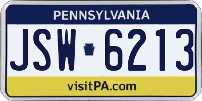 PA license plate JSW6213