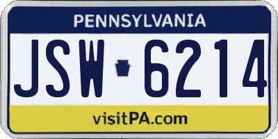 PA license plate JSW6214