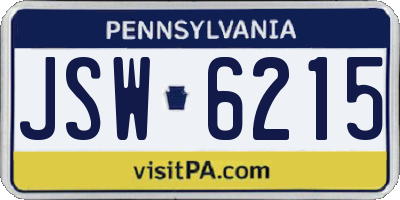 PA license plate JSW6215