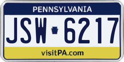 PA license plate JSW6217