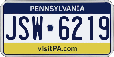 PA license plate JSW6219