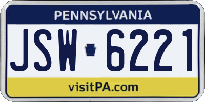 PA license plate JSW6221