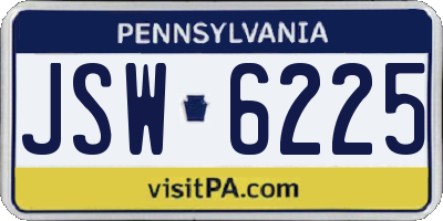 PA license plate JSW6225