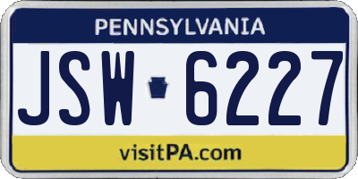 PA license plate JSW6227