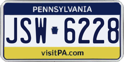 PA license plate JSW6228