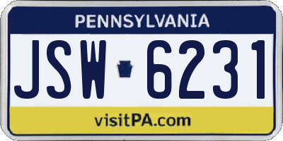 PA license plate JSW6231