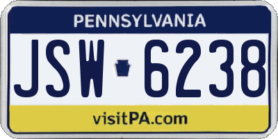 PA license plate JSW6238