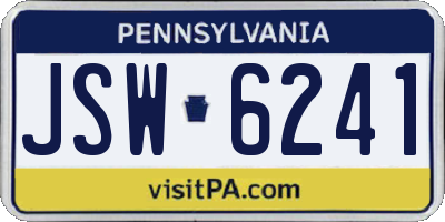 PA license plate JSW6241
