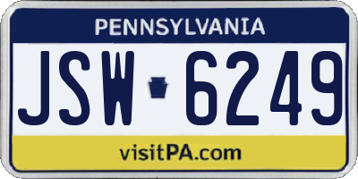PA license plate JSW6249