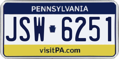 PA license plate JSW6251