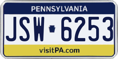 PA license plate JSW6253