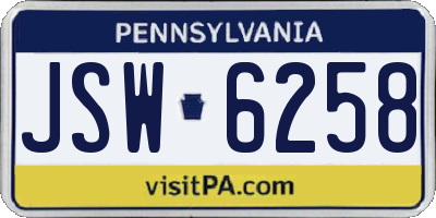 PA license plate JSW6258