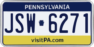 PA license plate JSW6271