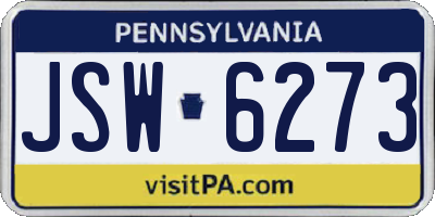 PA license plate JSW6273