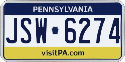 PA license plate JSW6274