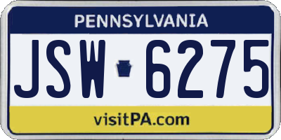 PA license plate JSW6275