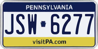 PA license plate JSW6277
