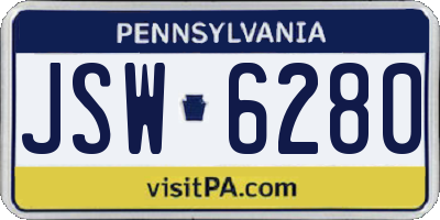 PA license plate JSW6280