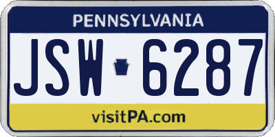 PA license plate JSW6287