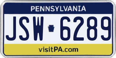PA license plate JSW6289